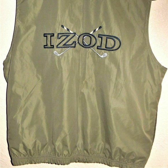 Izod Men's Large Golf Vest Green Latte Full Zip Jacket Izod Golf Logo Spell-out - Picture 5 of 7